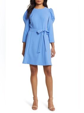 NEW Eliza J Dress tie belt A-line blue size 6